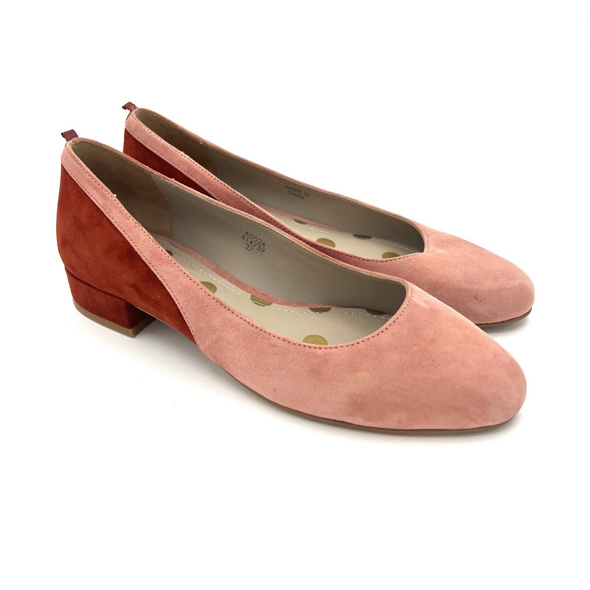 BODEN Colorblock Pink Rust Cathy Suede Pumps Low Heels Womens Size