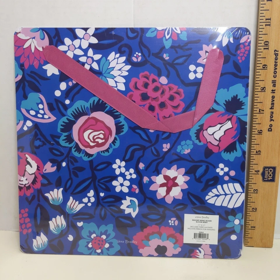 Vera Bradley Magnet Memo Board Floral Pattern Blue Pink Ribbon Staples Exclusive - Image 2 of 2