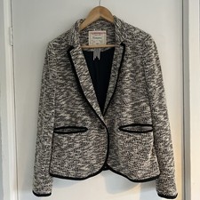Cartonnier Anthropologie Black White Nubby Textured Blazer Jacket 66170 32054