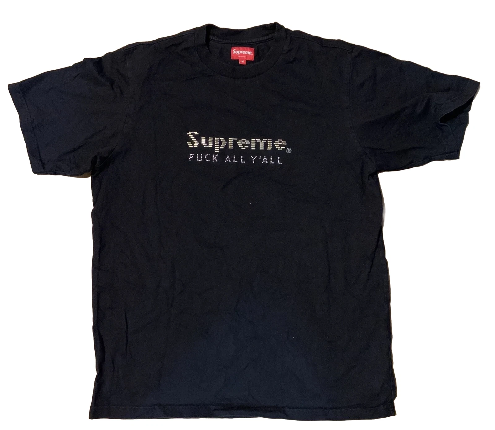 T shirt à manches courtes SUPREME ‘F* ALL Y’ALL 100 % coton noir moyen d’occasion