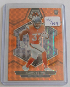 2024 Panini Mosaic #392 Audric Estime RC Orange Prizm 051/199 Denver Broncos