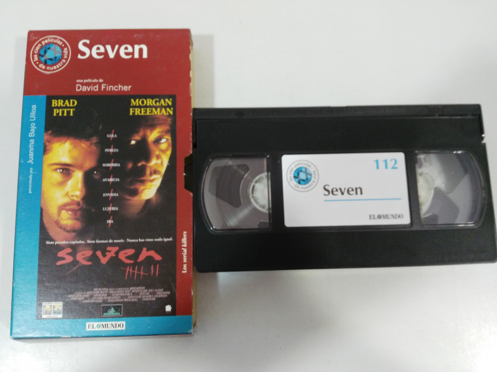 Seven Brad Pitt Morgan Freeman David Fincher Vhs Caja Carton Castellano El Mundo