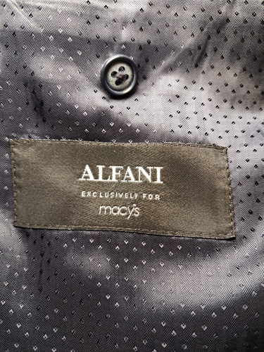 Alfani Suit Jacket Mens 40R Navy Blue Pin Striped Wool Blazer Sport Coat - Picture 3 of 10