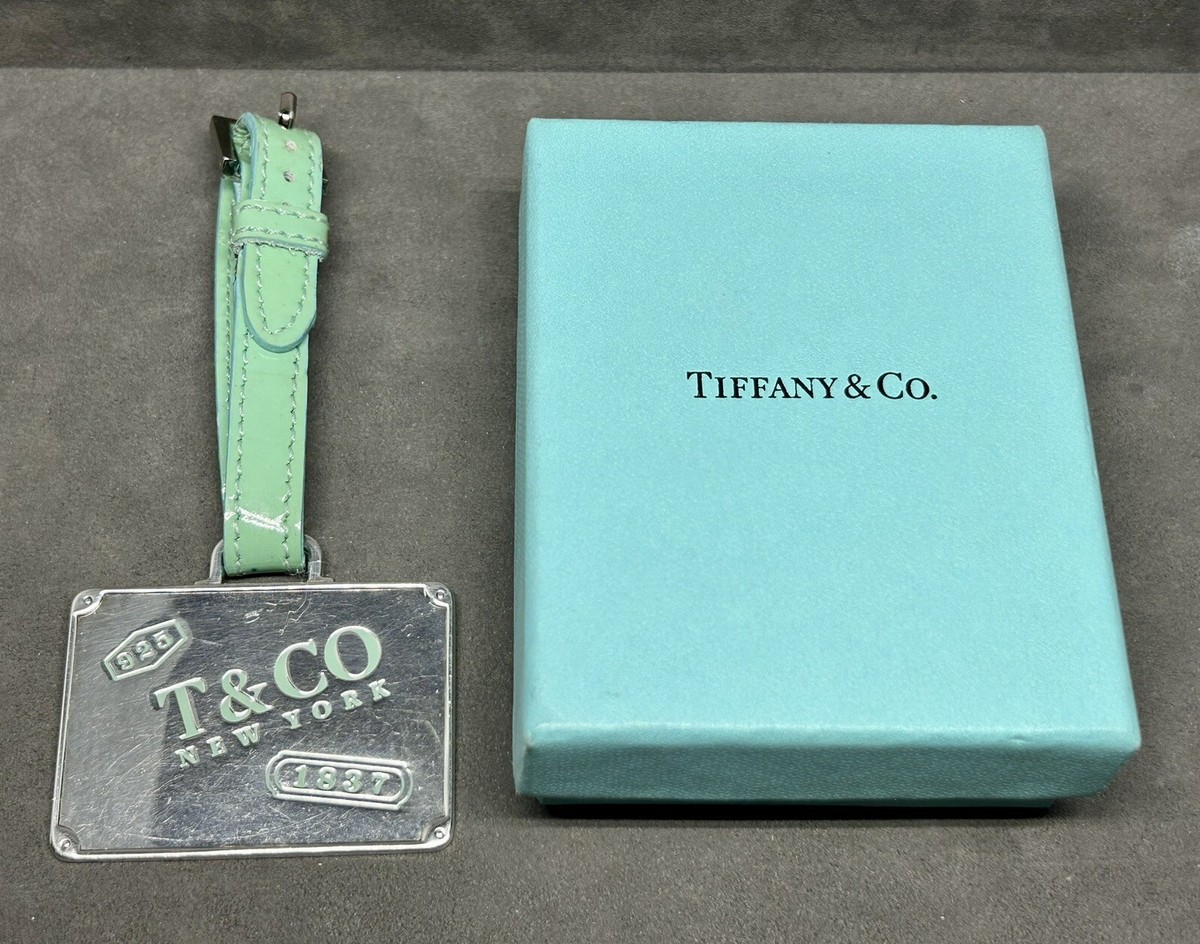 Tiffany & Co Luggage Tag 1837 Sterling Silver & Blue Enamel