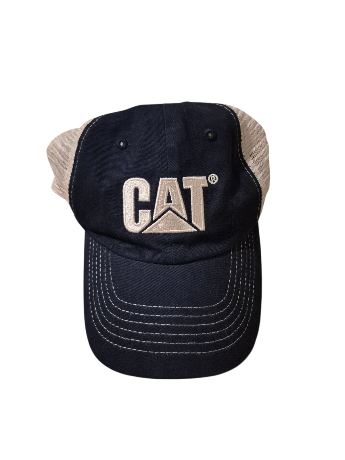 Caterpillar Cat Hat Blue Logo Cap Mesh Back Heavy Equipment Grunge