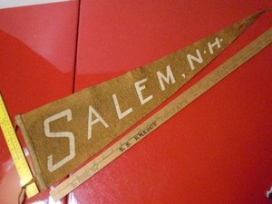 1920's Salem New Hampshire NH 27"x8" Pennant, Silk Screen Letters, RARE, VG