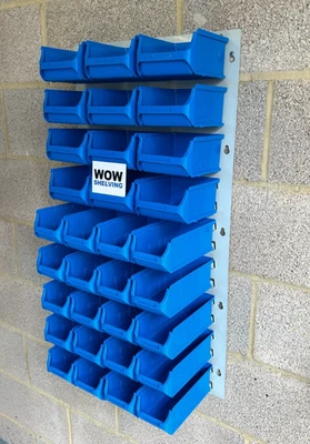 WOW SHELVING CLEARANCE Tuff Bin Storage Box Wall Panel louvre Rack Garage Wall Mounted Bench