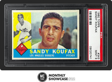 SANDY KOUFAX PSA 9 1960 TOPPS BASEBALL #343 LA DODGERS HOF MINT