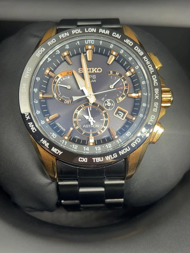 Reloj solar para hombre SEIKO Astron SBXB055 GPS esfera negra acero inoxidable goma Foto 2 de 4