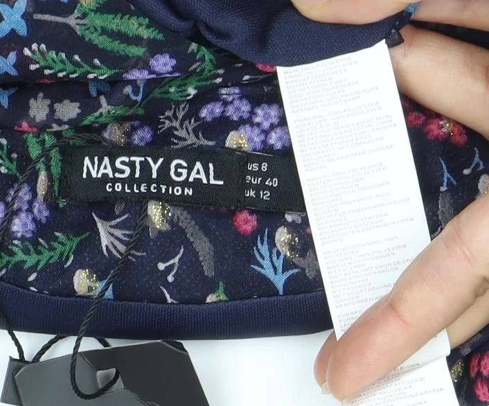 Blusa corta de gasa floral Nasty Gal para mujer Reino Unido 12 multicolor Foto 4 de 4