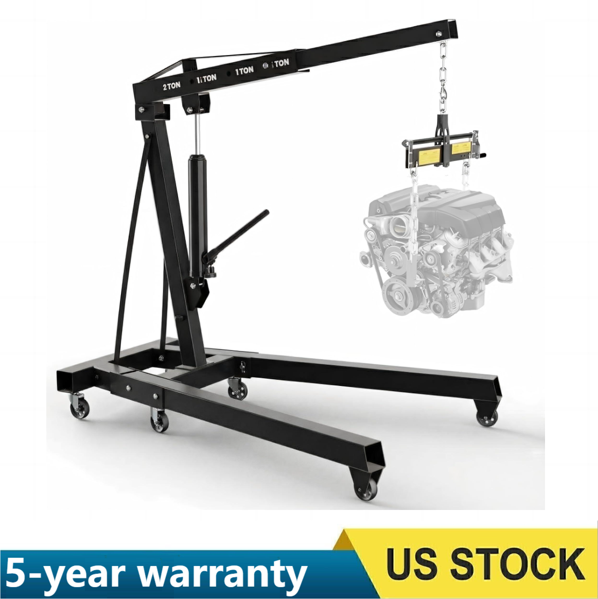 🔝2 Ton Hydraulic Engine Hoist with Lever Stabilizer Cherry Picker
