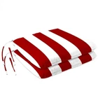 2 Pack Outdoor Chair Cushions Red Stripe Patio Seat Cushions w/ Ties Weather Res