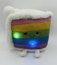FAO Schwarz Glow Brights Rainbow Birthday Cake 11" Plush LED Light Sound Works