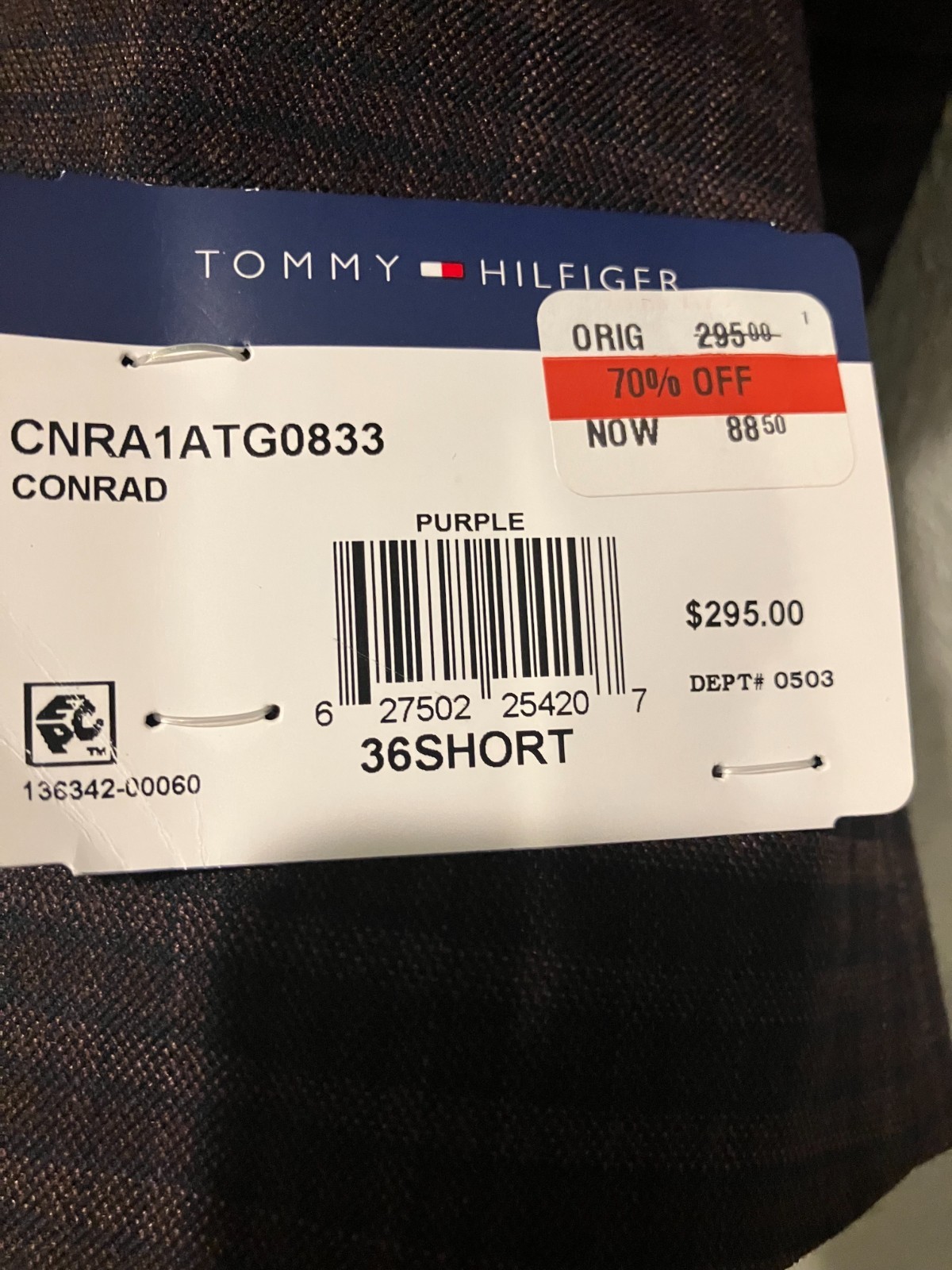 $295Tommy Hilfiger Mens 36S Check Modern Fit Sport Coat Brand New With Tags thumbnail 6