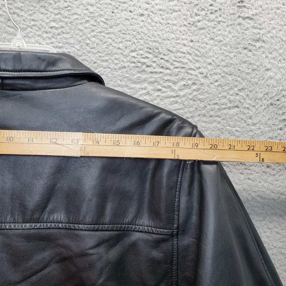Jaqueta de couro macio Mark Reed feminina preta forrada manga longa colarinho botão frontal - Imagem 4 de 4