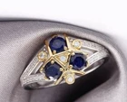 Art Deco 1.10 Ct Natural Sapphire Antique Vintage Engagement Ring 925 Silver