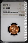 1957-D Lincoln Cent- NGC MS 66 RD- Lustrous- No Reserve #SLA967