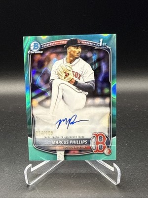 2025 Bowman Draft Marcus Phillips Chrome Auto Aqua Lava Refractor 1st #/199