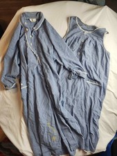 Miss Elaine Robe Nightgown Set Womens Large Blue Gingham 2-Piece Set Lightweight