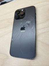 CRACKED iPhone 14 Pro Max Space Black Back Housing Replacement OEM