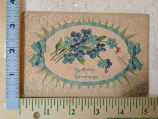 Postcard Embossed Floral Art Print Birthday Greeting Card