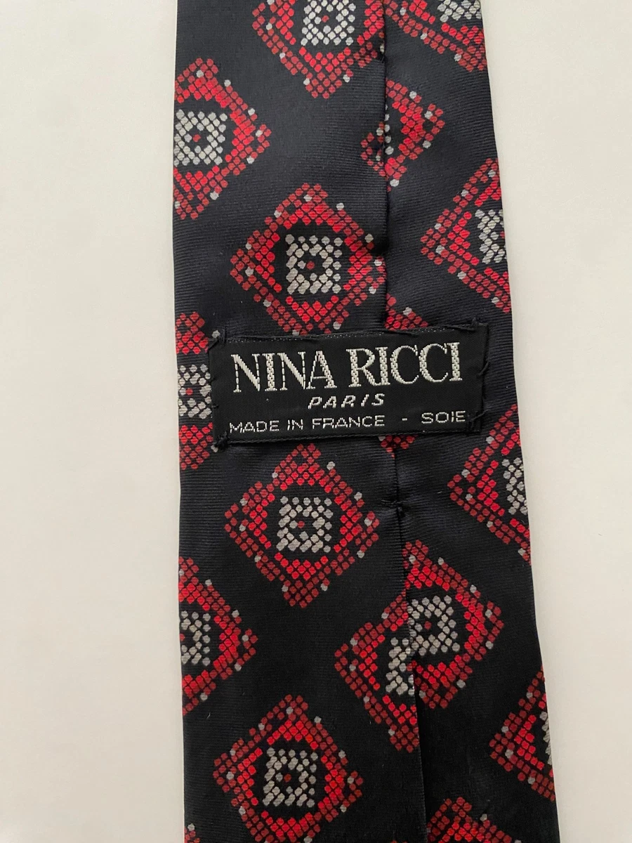 Cravate Vintage Nina Ricci Soie - Made In France - Nouvelle Avec étiquettes - Rare
