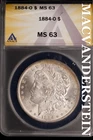 1884-O Morgan Dollar - ANACS MS 63 - Scarce  No Reserve  #SLK638