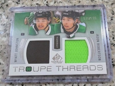 WYATT JOHNSTON JASON ROBERTSON 2025-26 SP GAME USED TROUPE THREADS DUAL...