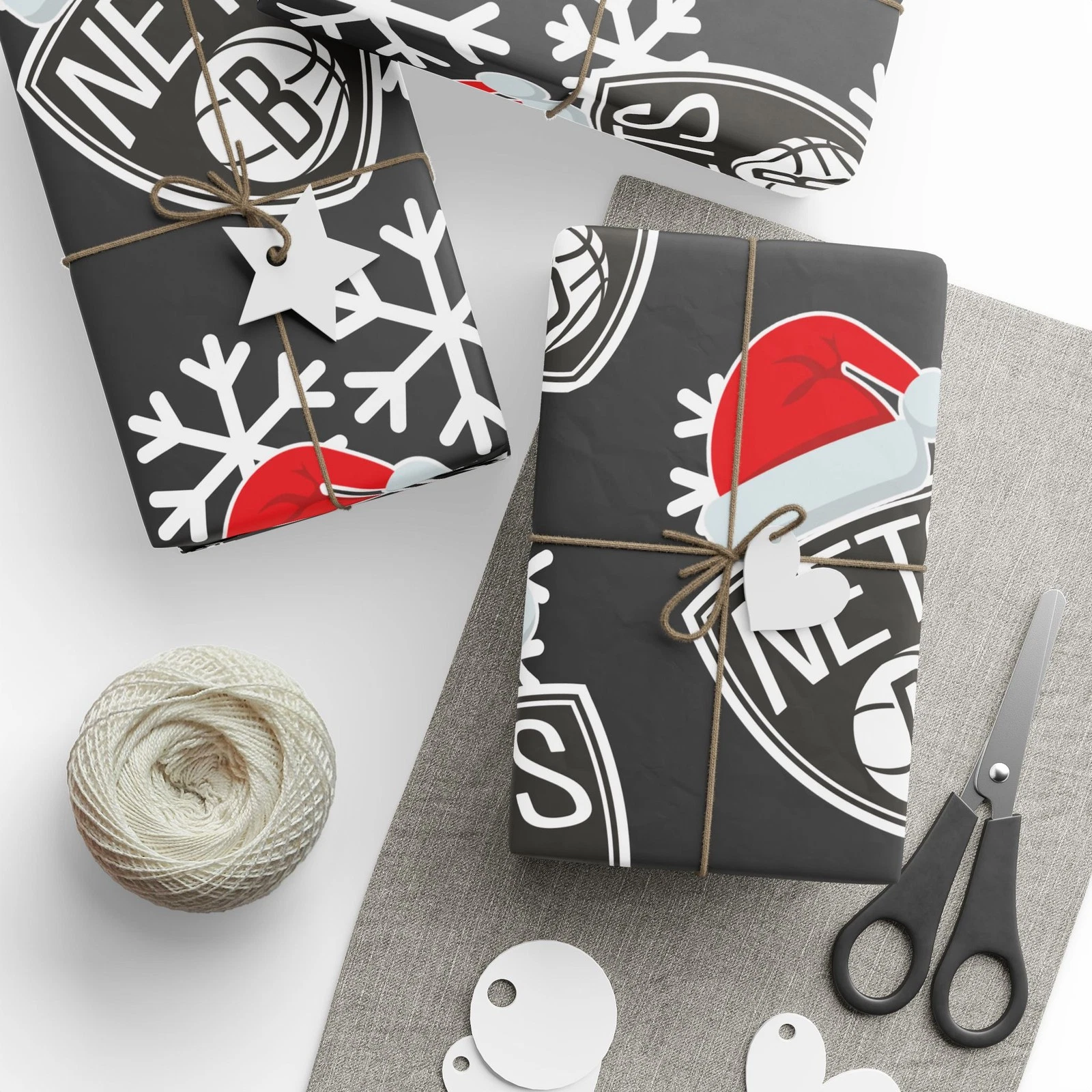 Brooklyn Nets Gift Wrap for Holidays, Christmas Basketball Wrapping Paper