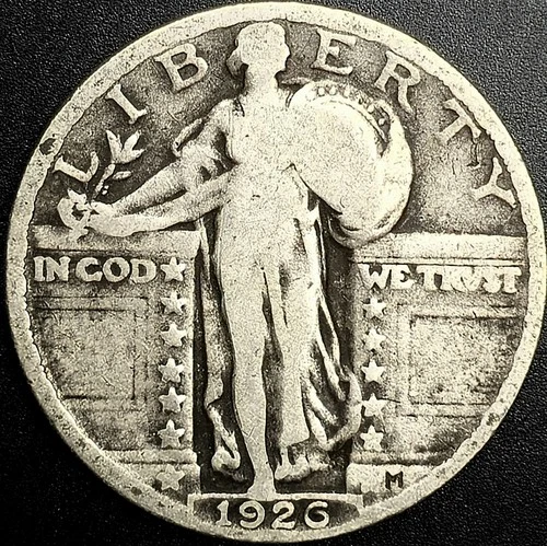 1926 Standing Liberty Quarter 90% Silver 25c Coin!