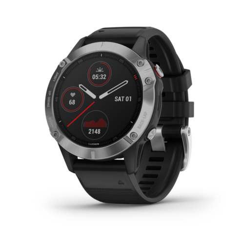 Garmin Fenix 6 GPS Watch Silver with Black Band Multisport