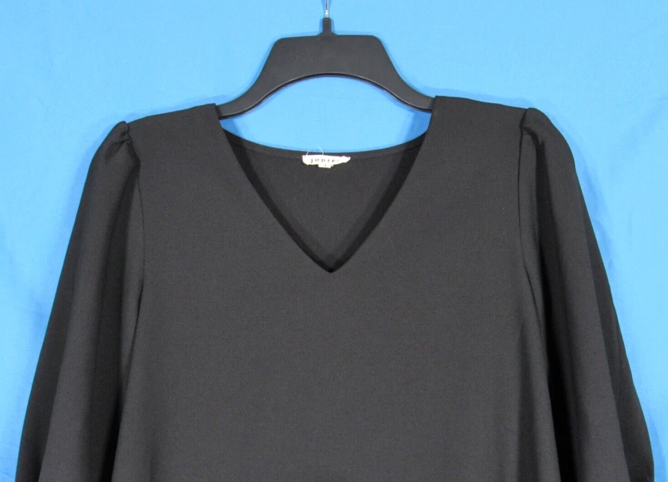 Blusa Top JODIFL Para Mujer NEGRO SÓLIDO Satén Sarga Cuello en V Manga 3/4 JERSEY S Foto 2 de 4
