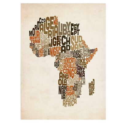 Africa Text Map by Michael Tompsett work, 14 by 19-Inch Canvas Wall Art