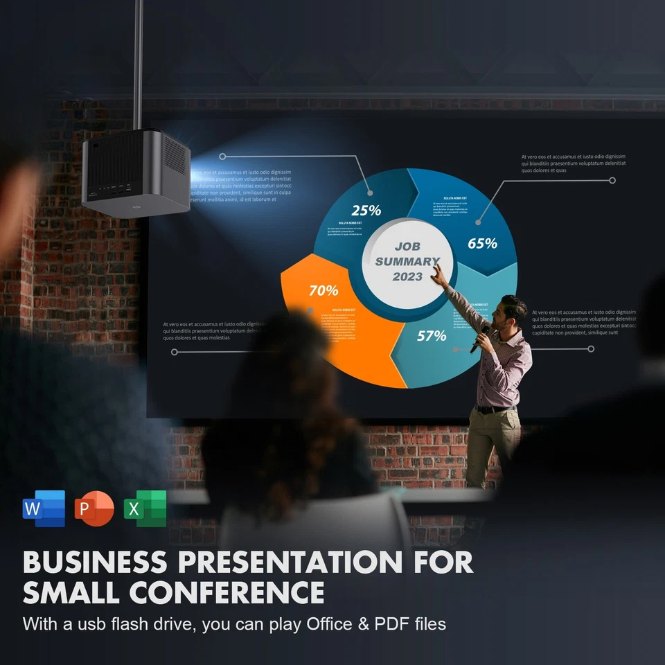 FHD 1080P Projectors 800ANSI 5G WiFi Bluetooth 4K Supported Full-Sealed Machine - Image 3 of 4