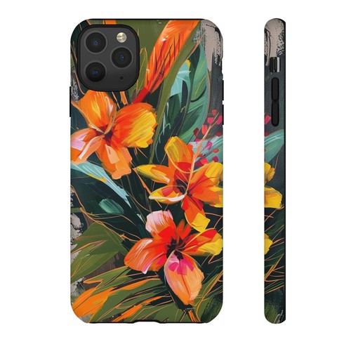 Phone-Ink iPhone, Pixel, Samsung Galaxy Case - Orange Hibiscus Flower Painting - 第 82/191 張圖片
