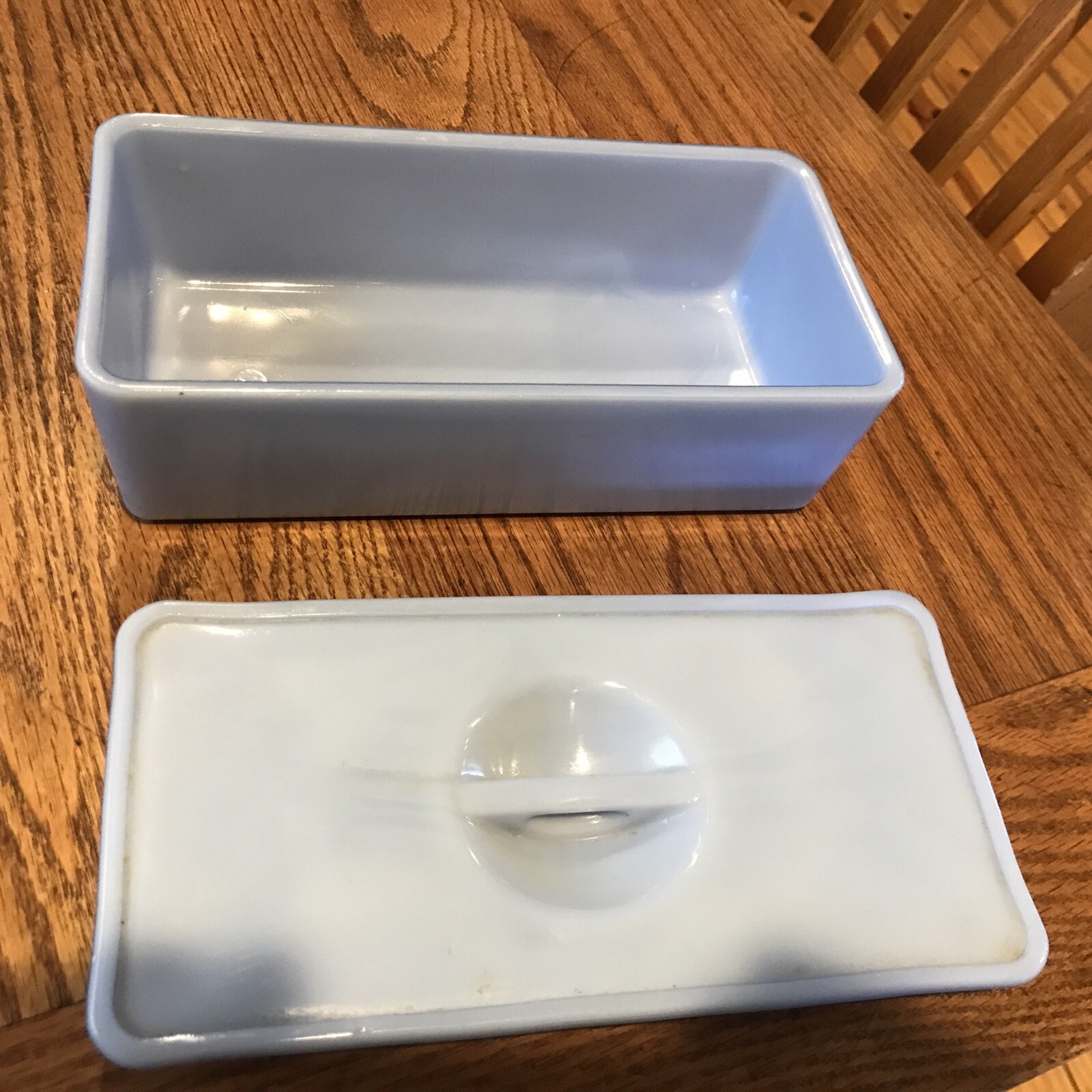 VTG Delphite Blue Oblong Large Refrigerator Dish by Glass