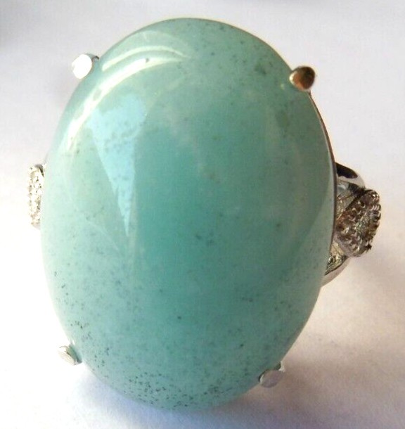 Bague en argent massif et amazonite véritable 20 carats, l'excellence de la haute joaillerie