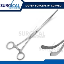 DOYEN Forceps 9" Curved, Longitudinal Serrations Stainless Steel German Grade
