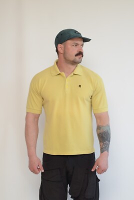 Ettore Bugatti Vintage Men's Yellow Cotton Polo Shirt Size M Made in Italy
