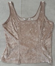VTG Victoria Secret Cami Tank Top Lg Crushed Velvet Pink Cropped