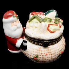 Santa Trinket Box Place Card Holder 3 1/2" Harry And David Christmas
