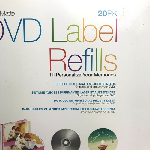 20 Memorex DVD CD White Matte Paper Inkjet Laser Labels Sealed - Picture 2 of 5