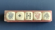 Vintage Poker Dice Set Travel Game Rules In 4 Languages White Bakelite
