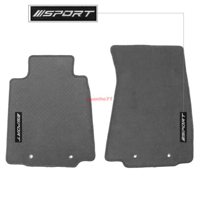 For 09-20 Nissan 370Z Gray Nylon Floor Mats Carpet Non-Slip Front w/ White Sport