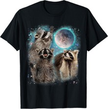 3 Racoon Moon Howling Raccoon Head Funny Animal Gift Unisex T-Shirt