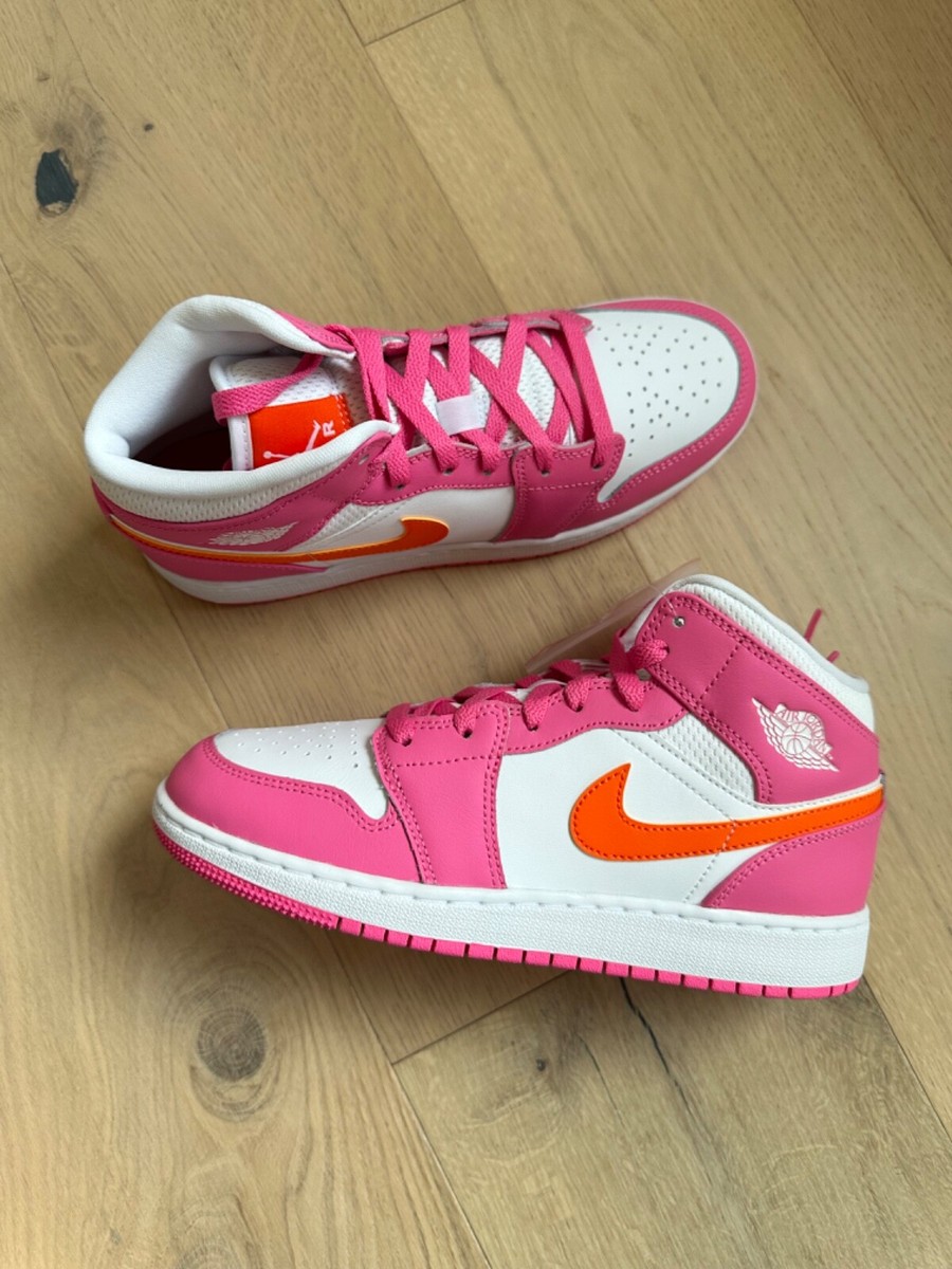 Nike Air Jordan 1 Mid GS Pinksicle Safety Orange White