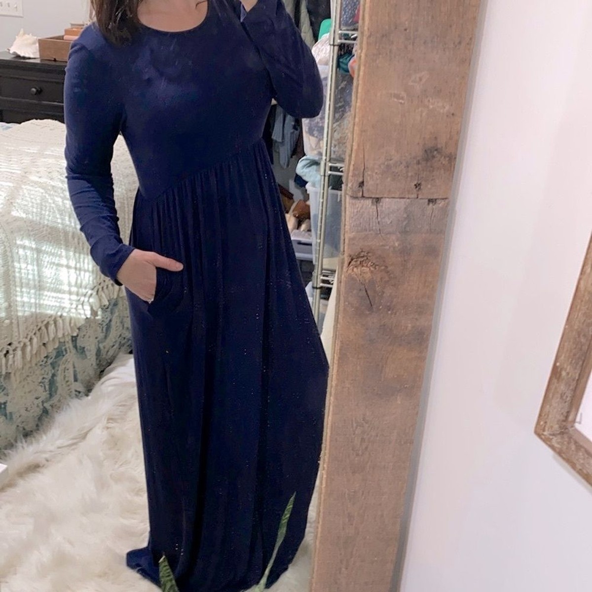 Zenana Outfitters maxi dress navy blue size large with pockets