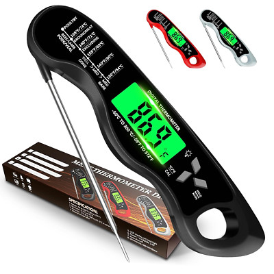 Cooking Thermometer,Ip67 Waterproof Digital Meat Thermometer with Backlight, Cal