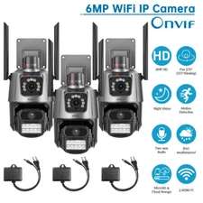 3PACK 6MP WiFi IP Outdoor Camera Dual Lens CCTV Home Security PTZ IR Cam