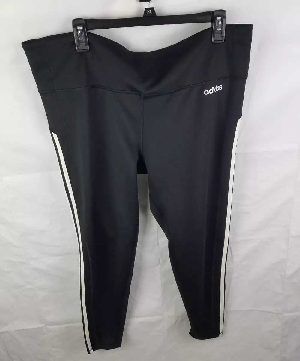 Adidas Climalite High Rise 3-Stripes 7/8 Tights Black/White DU1880 Womens  2XL